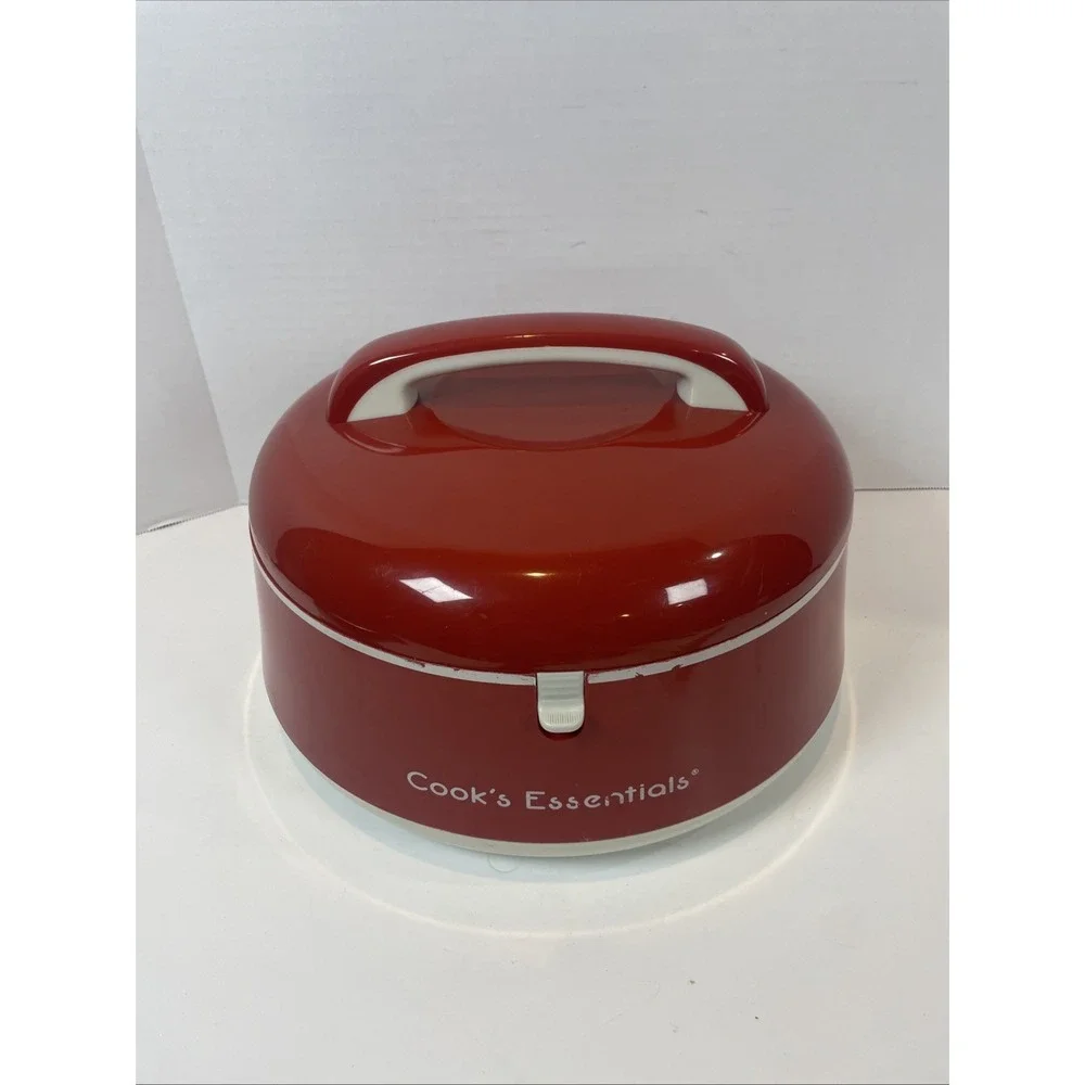 Cook's Essentials Thermal Food Carrier Red Insulated Round Server Potluck